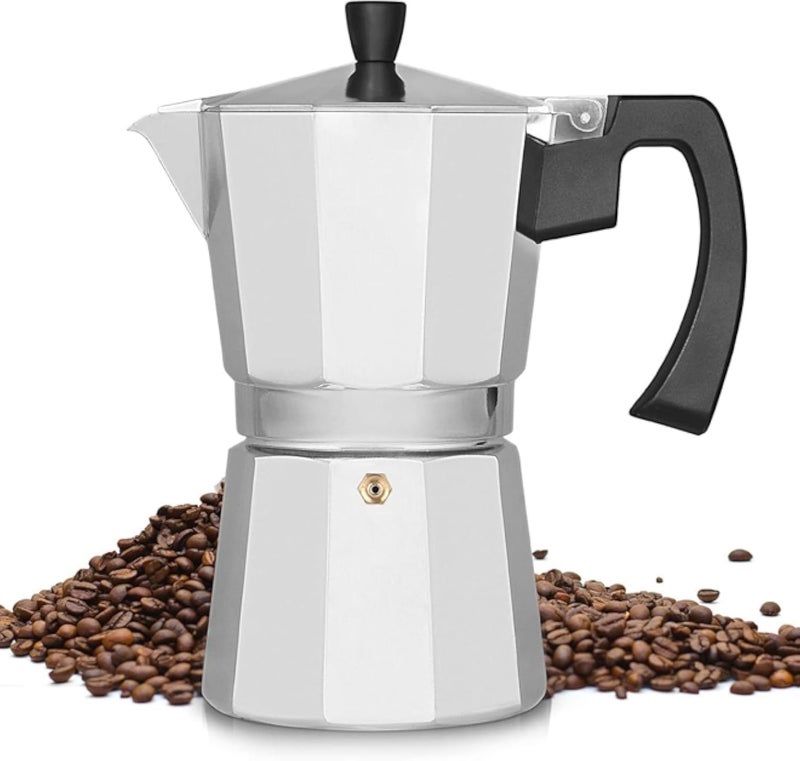 إبريق قهوة إسبريسو من الألومنيوم سعة 6 أكواب، يُستخدم على الموقد أو على موقد الغاز أو الكهرباء